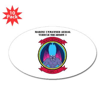 MUAVS1 - M01 - 01 - Marine Unmanned Aerial Vehicle Sqdrn 1 with text - Sticker (Oval 10 pk) - Click Image to Close